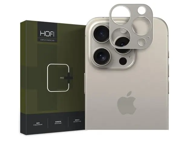 Folie de protectie Camera spate HOFI ALUCAM PRO+ pentru Apple iPhone 15 Pro Max / 15 Pro, Sticla Securizata, Full Glue, Gri