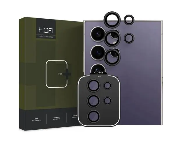 Folie de protectie Camera spate HOFI CamRing PRO+ pentru Samsung Galaxy S24 Ultra S928, Sticla Securizata, Full Glue, Neagra