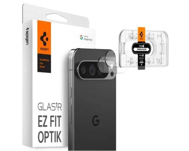 Folie de protectie Camera spate Spigen EZ FIT pentru Google Pixel 9 Pro XL, Sticla Securizata, Set 2 bucati