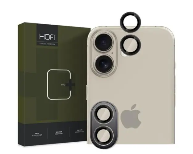 Folie de protectie Camera spate HOFI CamRing PRO+ pentru Apple iPhone 16 Plus / 16, Sticla Securizata, Neagra