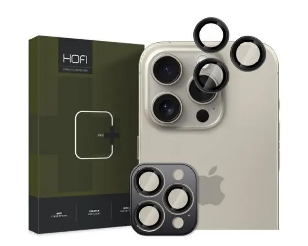 Folie de protectie Camera spate HOFI CamRing PRO+ pentru Apple iPhone 16 Pro Max / 16 Pro, Sticla Securizata, Neagra