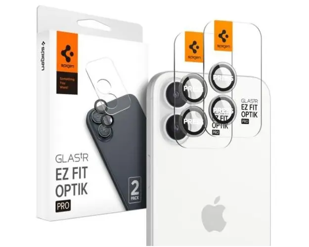 Folie de protectie Camera spate Spigen EZ FIT pentru Apple iPhone 16 Plus / 16, Sticla Securizata, Set 2 bucati, Transparenta