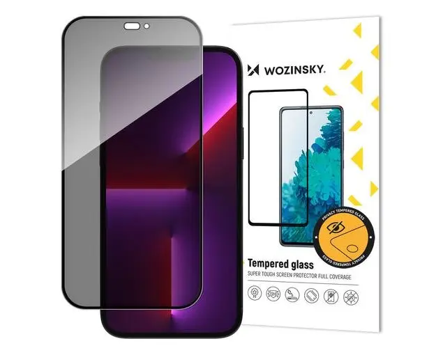 Folie de protectie Ecran Privacy WZK AntiSpy pentru Apple iPhone 15 Pro Max, Sticla Securizata, Full Glue, Neagra