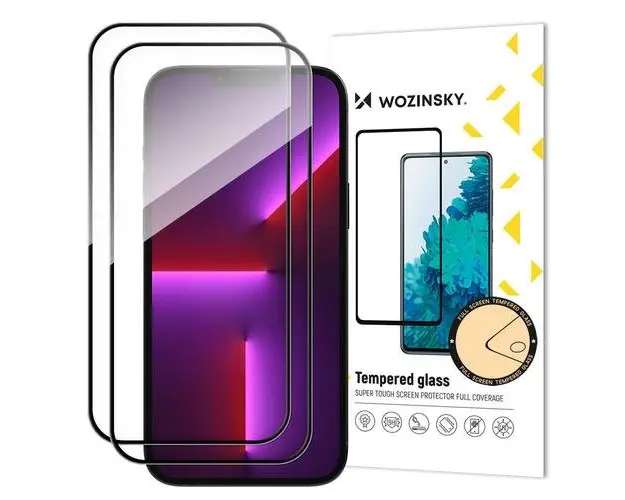 Folie de protectie Ecran WZK pentru Apple iPhone 15 Pro, Sticla Securizata, Full Glue, Set 2 bucati, Case Friendly, Neagra