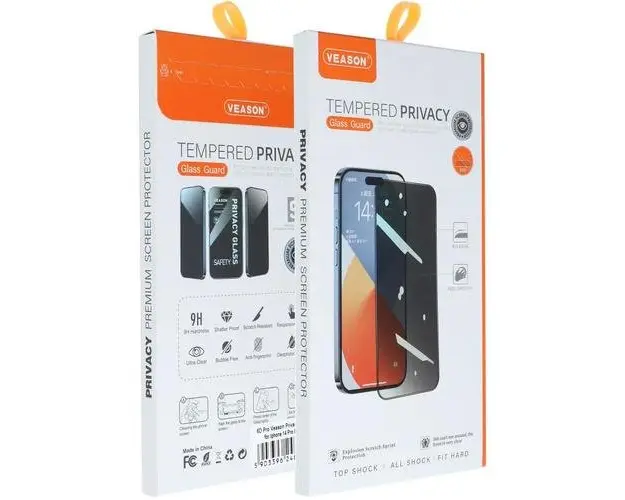 Folie de protectie Ecran Privacy Veason pentru Apple iPhone SE (2022) / SE (2020) / 8 / 7, Sticla Securizata, Full Glue, 6D, Neagra