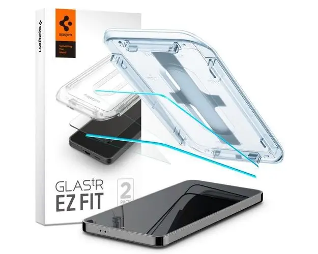 Folie de protectie Ecran Spigen EZ FIT pentru Samsung Galaxy S24 S921, Sticla Securizata, Full Glue, Set 2 bucati