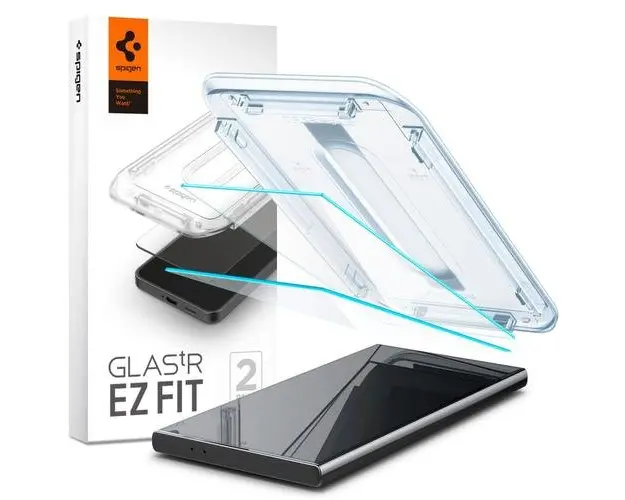 Folie de protectie Ecran Spigen EZ FIT pentru Samsung Galaxy S24 Ultra S928, Sticla Securizata, Full Glue, Set 2 bucati
