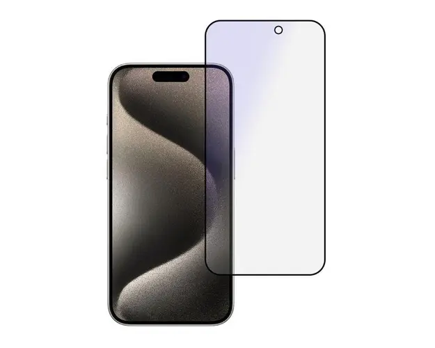 Folie de protectie Ecran Anti Blue Light OEM pentru Apple iPhone 16 Pro, Sticla Securizata, Full Glue, Neagra