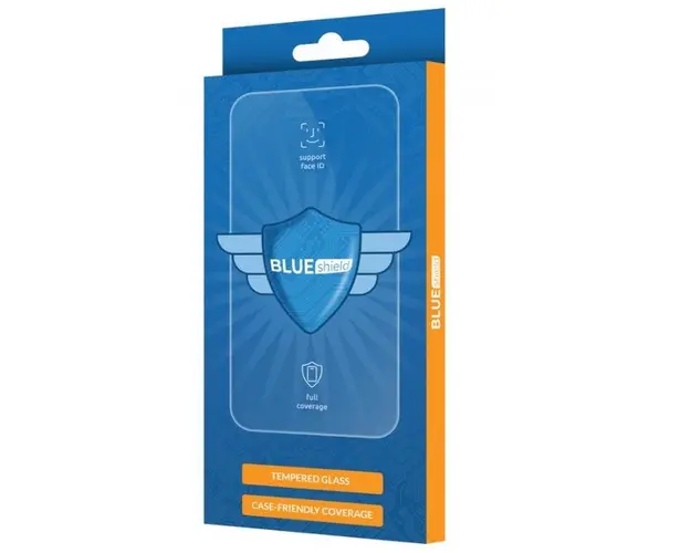 Folie de protectie Ecran Blue Shield pentru Apple iPhone 16 Plus, Sticla Securizata, Full Glue, Case Friendly, Neagra
