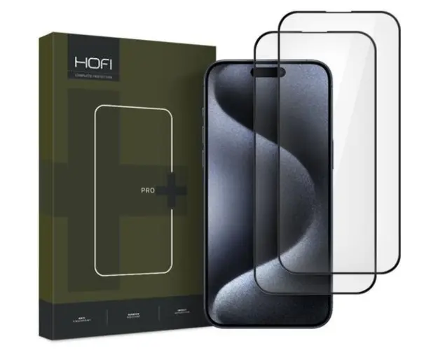 Folie de protectie Ecran HOFI Glass PRO+ pentru Apple iPhone 16, Sticla Securizata, Full Glue, Set 2 bucati, 2.5D, Neagra