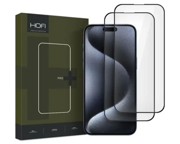 Folie de protectie Ecran HOFI Glass PRO+ pentru Apple iPhone 16 Pro Max, Sticla Securizata, Full Glue, Set 2 bucati, 2.5D, Neagra
