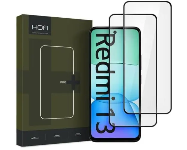 Folie de protectie Ecran HOFI Glass PRO+ pentru Xiaomi Redmi 13, Sticla Securizata, Full Glue, Set 2 bucati, 2.5D, Neagra