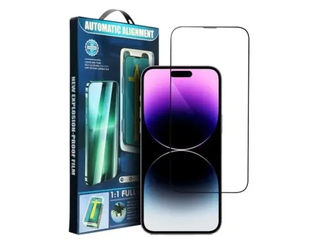 Folie de protectie Ecran OEM Automatic Alignment pentru Apple iPhone 16 Pro Max, Sticla Securizata, Full Glue, 5D, Neagra