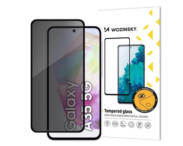 Folie de protectie Ecran Privacy WZK AntiSpy pentru Samsung Galaxy A35 5G A356, Sticla Securizata, Full Glue