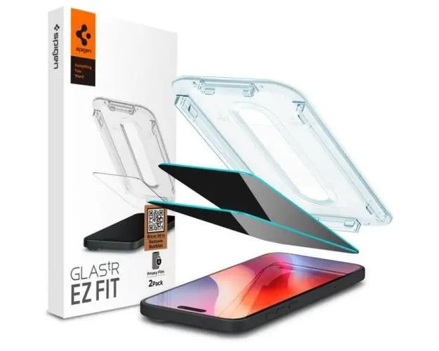 Folie de protectie Ecran Privacy Spigen EZ FIT pentru Apple iPhone 16 Pro Max, Sticla Securizata, Full Glue, 2.5D