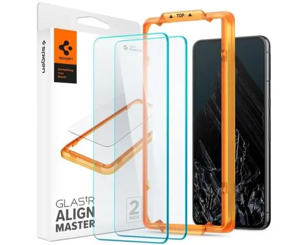 Folie de protectie Ecran Spigen Alm GlastR pentru Google Pixel 8 Pro, Sticla Securizata, Full Glue, Set 2 bucati, Neagra
