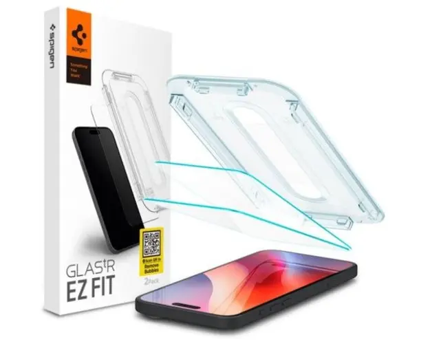 Folie de protectie Ecran Spigen EZ FIT pentru Apple iPhone 16 Pro Max, Sticla Securizata, Full Glue, Set 2 bucati