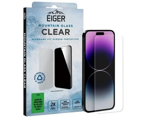 Folie Eiger Sticla 2.5D Mountain Glass pentru Apple iPhone 15 Plus / 15 Pro Max (Trasparent)