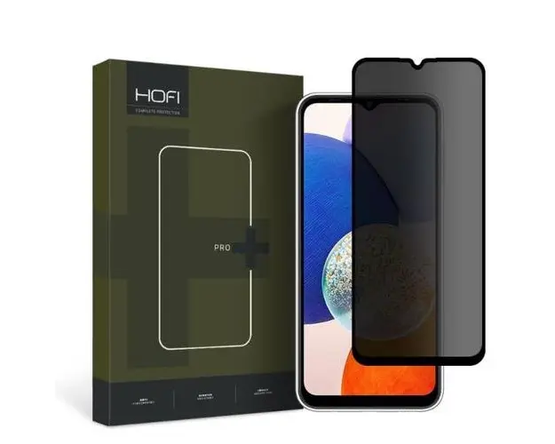 Folie Protectie Ecran Privacy HOFI PRO+ pentru Samsung Galaxy A14 A145 / A14 5G A146, Sticla securizata, Full Glue (Transparent/Negru)