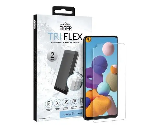 Folie Protectie Eiger Clear Tri Flex EGSP00649 pentru Samsung Galaxy A21s, 2buc (Transparent)