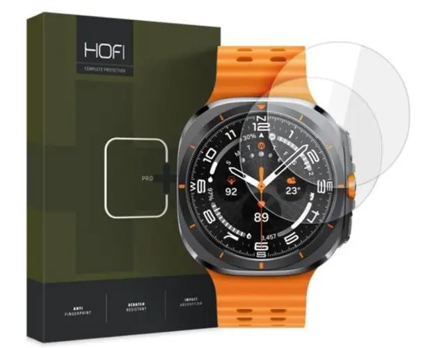 Folie Protectie HOFI Glass PRO+ pentru Samsung Galaxy Watch Ultra, Set 2 bucati, Sticla Securizata, Neagra