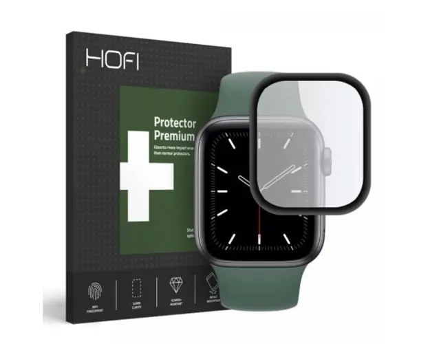 Folie Protectie HOFI Hybrid pentru Apple Watch 44mm Series, Sticla Securizata, Negru