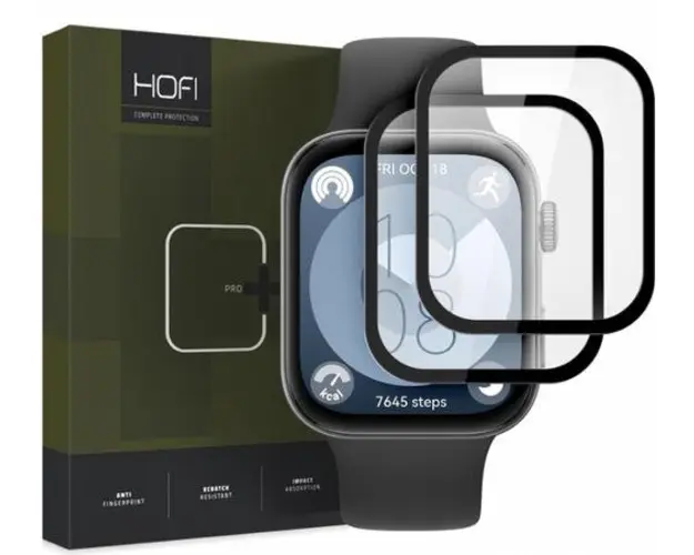 Folie Protectie HOFI Hybrid PRO+ pentru Huawei Watch Fit 3, Set 2 bucati, Plastic, Neagra