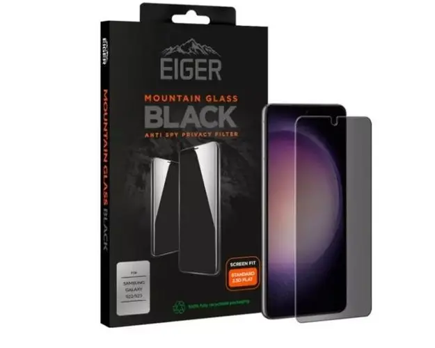 Folie Protectie Sticla Eiger Mountain Glass Privacy 2.5D pentru Samsung Galaxy S23 (Negru)