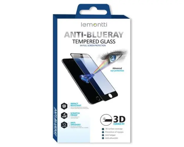 Folie Protectie Sticla Lemontti Anti-BlueRay LFSABRI13PMBK pentru Apple iPhone 13 Pro Max (Transparent/Negru)