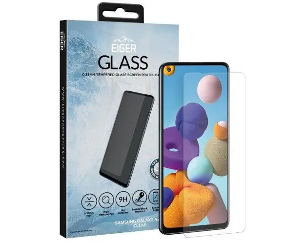 Folie Protectie Sticla Temperata Eiger EGSP00615 pentru Samsung Galaxy A21s (Transparent)