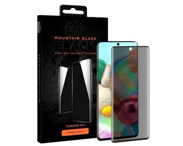 Folie Protectie Sticla Temperata Eiger 3D Privacy Mountain Glass EGMSP00120 pentru Samsung Galaxy A71 (Transparent)