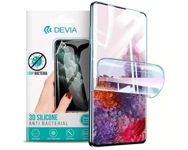 Folie Silicon Devia Antibacterian pentru Samsung Galaxy S22 Plus (Transparent)