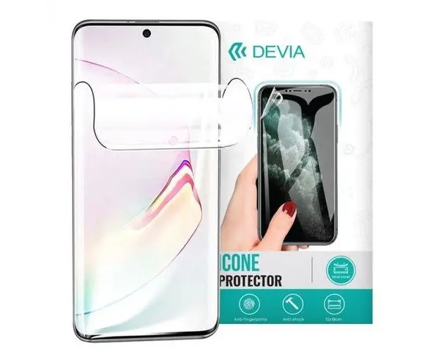 Folie silicon Devia Antibacterian pentru Apple iPhone 13 / 13 Pro / 14 (Transparent)