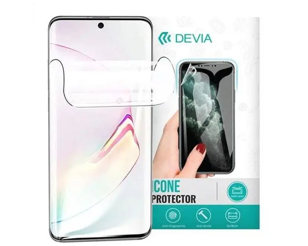 Folie silicon Devia Antibacterian pentru Apple iPhone 14 Plus / Apple iPhone 13 Pro Max (Transparent)