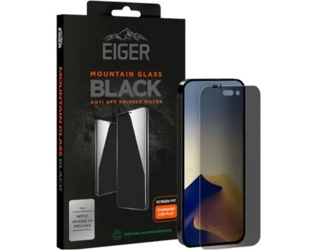 Folie Sticla Eiger 2.5D Mountain Glass Privacy pentru Apple iPhone 14 Pro Max (Negru)