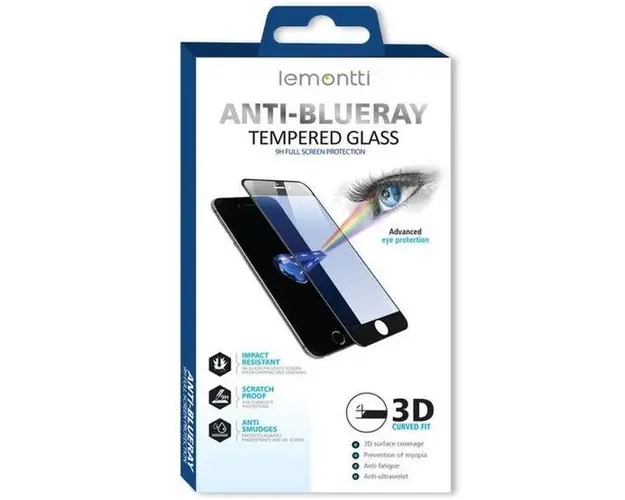 Folie Sticla Lemontti Full Fit Anti-BlueRay pentru Apple iPhone 14 Plus / Apple iPhone 13 Pro Max (Negru)