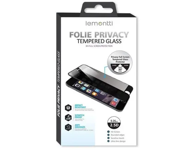Folie sticla Lemontti Full Fit Privacy pentru Apple iPhone 14 Pro Max (Negru)