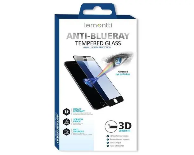 Folie sticla Lemontti Full Fit Anti-BlueRay pentru Apple iPhone 14 Pro (Negru)