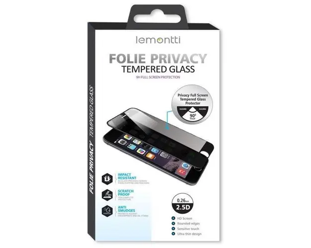 Folie sticla Lemontti Full Fit Privacy pentru Apple iPhone 13 / Apple iPhone 13 Pro / Apple iPhone 14 (Negru) 