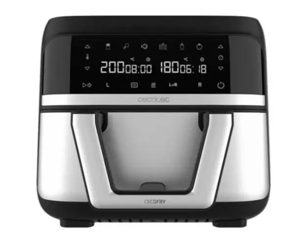 Friteuza cu aer cald Cecotec Cecofry Dual 9000 04996, 2850 W, 9 l, control tactil, 6 programe (Negru/Argintiu)
