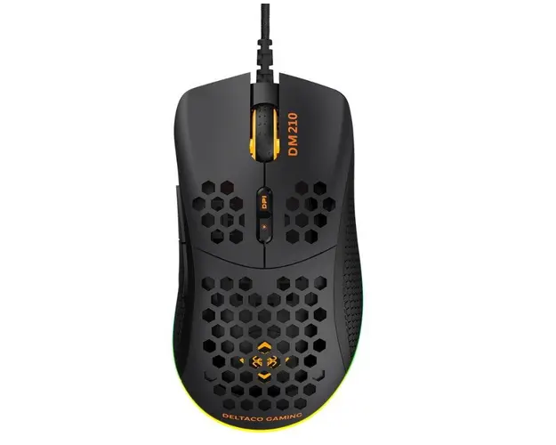 Mouse Gaming Deltaco Gaming DM210, 6400 dpi, USB, Iluminare RGB (Negru)