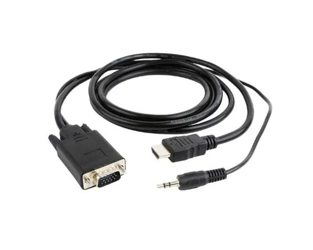 Cablu GEMBIRD A-HDMI-VGA-03-10, HDMI - VGA/Jack 3.5mm, 3m, Full HD/60Hz (Negru)