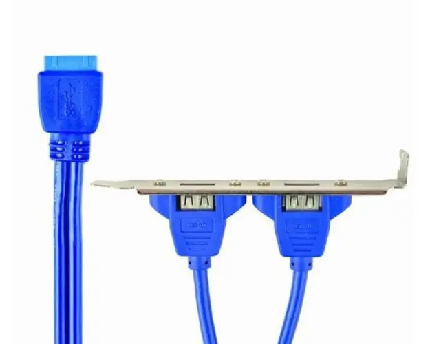 Cablu intern IDE 20 la USB 3.0 Gembird CC-USB3-RECEPTACLE, 2x USB (Albastru)
