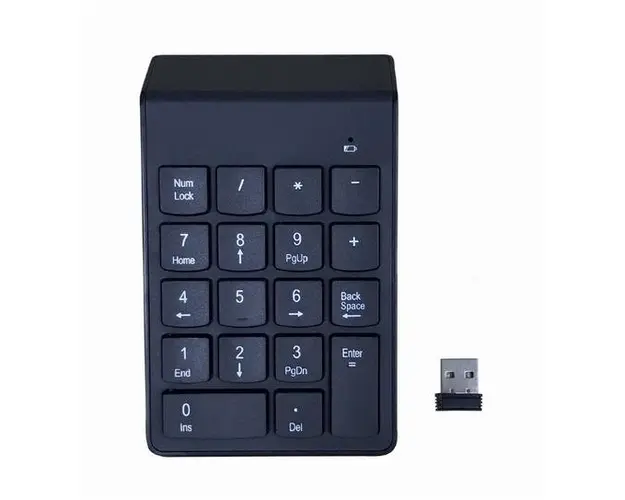 Tastatura numerica wireless Gembird KPD-W-02, 18 taste, Bateria AAA (Negru)