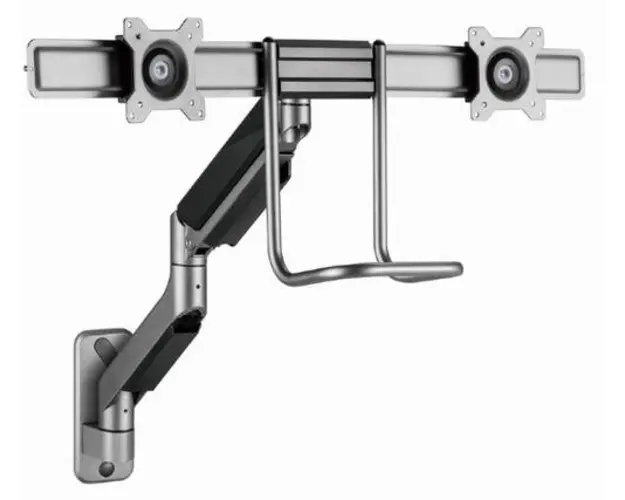 Suport Perete 2 monitoare Gembird MA-WA2-02, 17”-32”, 16 kg, VESA 75x75/100x100 (Argintiu)