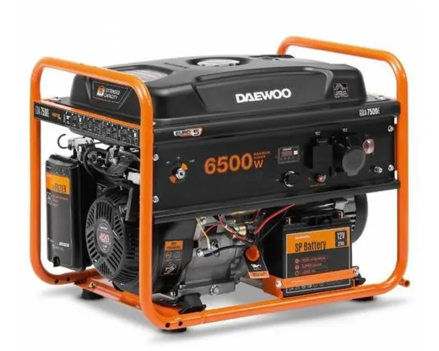 Generator Curent Electric DAEWOO GDA 7500E, 6.0kW, Monofazat, 15CP, Benzina (Negru/Portocaliu)