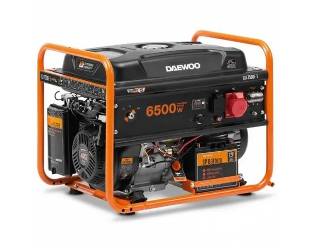 Generator Curent Electric DAEWOO GDA 7500E-3, 6.0kW, Trifazat, 15CP, Benzina(Negru/Portocaliu)