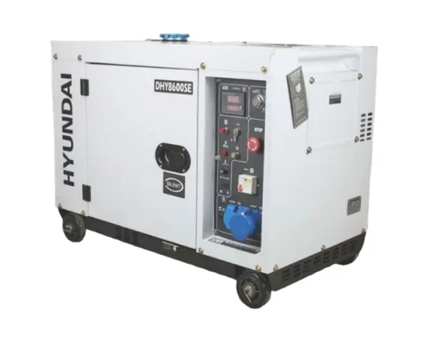 Generator de curent monofazat cu motor diesel Hyundai HY-DHY8600SE, 6KW (Alb)