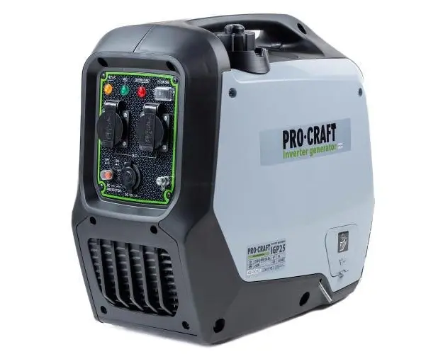 Generator invertor ProCraft IGP25, 4 Timpi, Monocilindric, Cu racire fortata cu aer, Capacitate 1800 W (Gri/Negru)