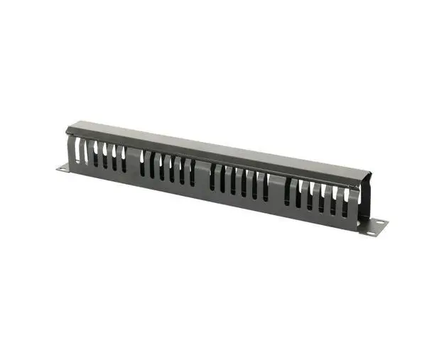 Ghidaj orizontal patchcord-uri EMTEX, metalic, cu capac, organizator cabluri rack, 1U